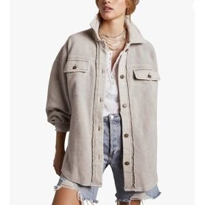 Free People Ruby Jacket Oversized Fleece Shacket Oatmeal Grey Womens Small